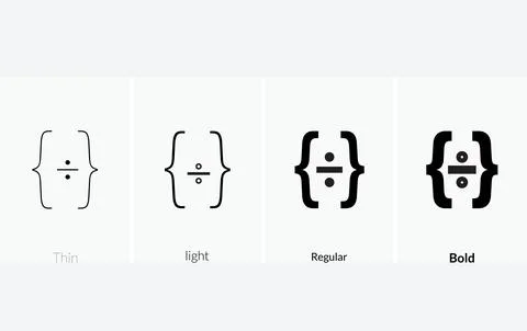 Code plus icon. Thin, Light Regular And Bold style design isolated on white.. Illustrazione stock