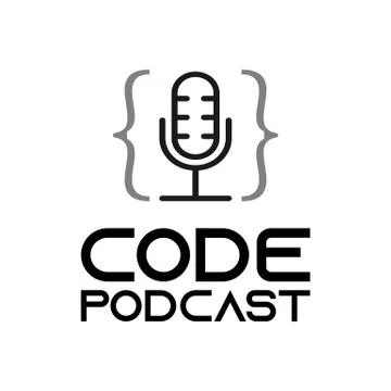 Code podcast logo icon for web software coding development blog video review  Stock Illustration