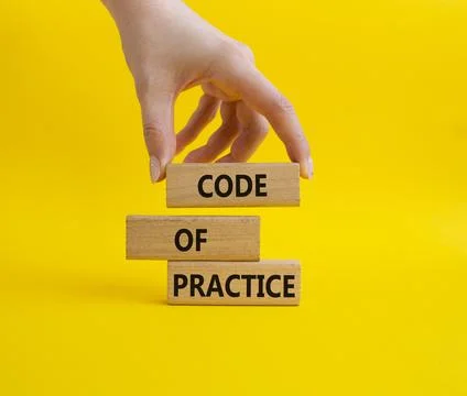 Code of Practice symbol. Concept word Code of Practice on wooden blocks. Bu.. Stock-Fotos