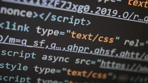 Code program script scroll on the computer display. internet code program. Stock Footage 234504482