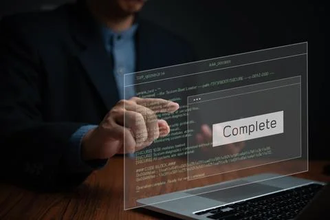 Code programming and software development with laptops and technology Learn.. Stock Photos