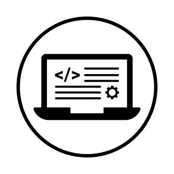 Code, programming icon. black vector graphics. Stock Illustration