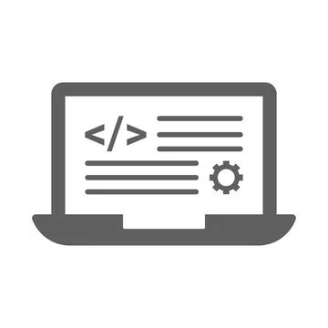 Code, programming icon. Gray vector graphics. Stock Illustration