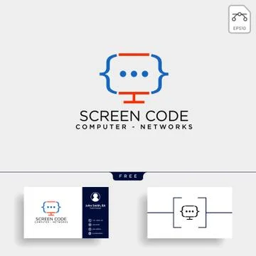 Code programming monitor simple logo template vector illustration Stock Illustration