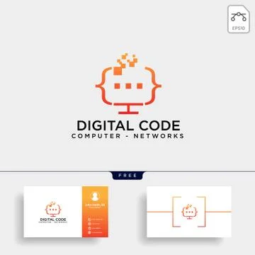Code programming monitor simple logo template vector illustration Stock Illustration