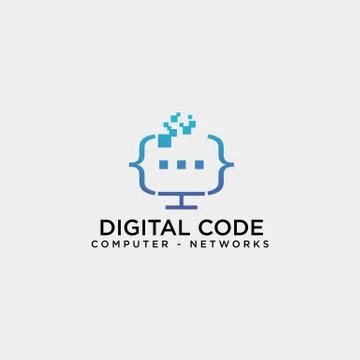 Code programming monitor simple logo template vector illustration Stock Illustration