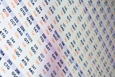 Code of the protein sequence. 스톡 사진
