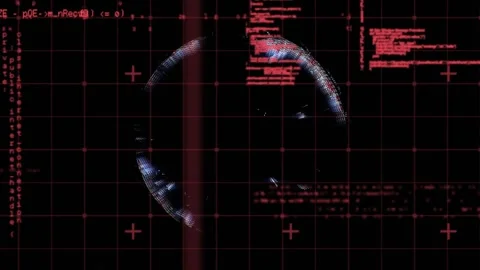 Code pulse starting 3D globe rotating, glitching, breaking into arcs, drifting, Stock Footage 330741453