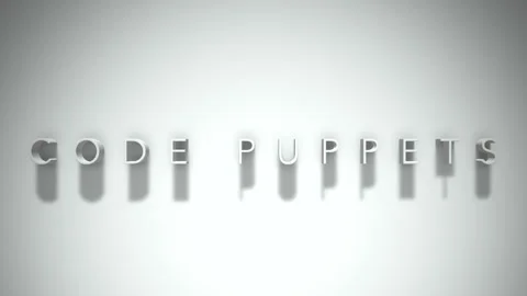 Code puppets 3D title animation white text on a white background Stock Footage 299824651