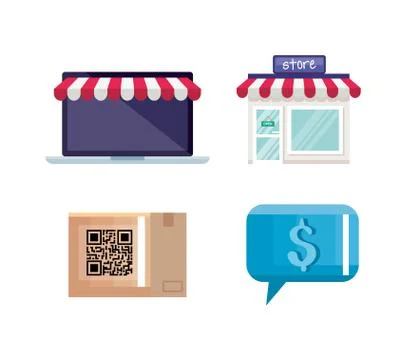 Code qr with set icons Stock Illustration