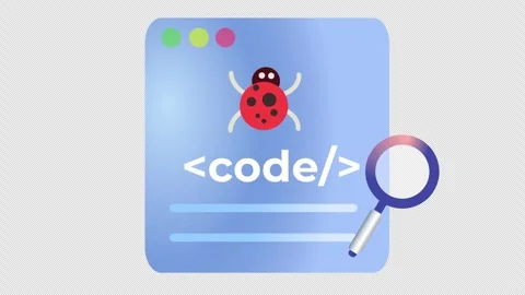Code quality check icon animation. Debugging in progress. Alpha channel. Stock Footage 296273440