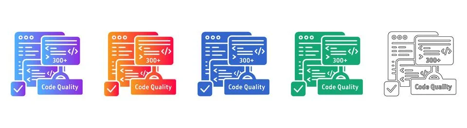 Code Quality Control Dashboard Icons Stock Illustration