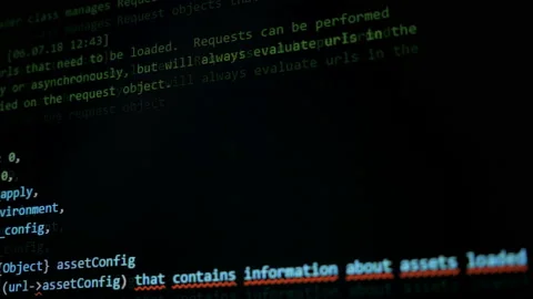 A code quickly slides on a monitor, close up. Stock Footage 93015780