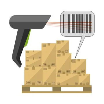 Code reader with boxes Stock Illustration