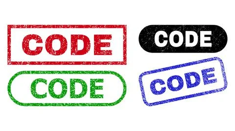 CODE Rectangle Stamp Seals with Unclean Style Illustrazione stock