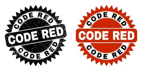 CODE RED Black Rosette Stamp with Unclean Surface 스톡 일러스트