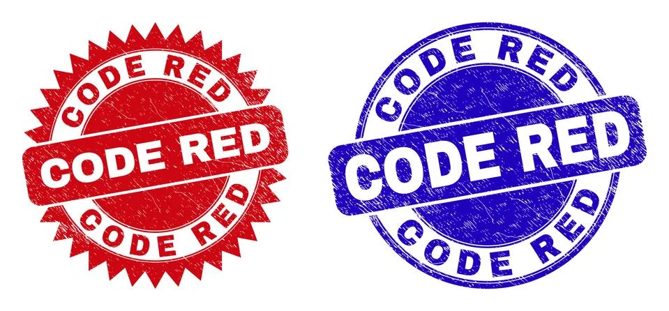 CODE RED Round and Rosette Watermarks with Rubber Surface Stock Illustration