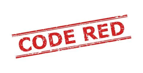 CODE RED Stamp with Distress Texture and Double Parallel Lines Stock Illustration