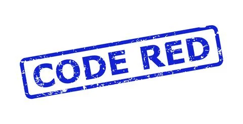 CODE RED Stamp Seal with Distress Surface and Rounded Rect Frame Stock Illustration