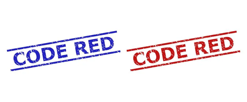 CODE RED Stamp Seals with Distress Surface and Parallel Lines Stock Illustration