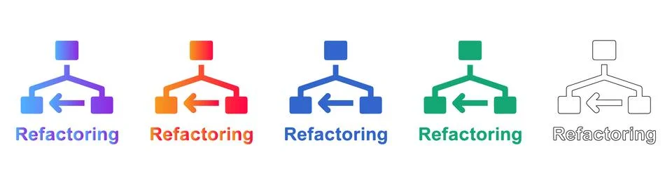 Code Refactoring Workflow Process Icon Set イラスト素材