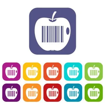 Code to represent product identification icons set 库存插图