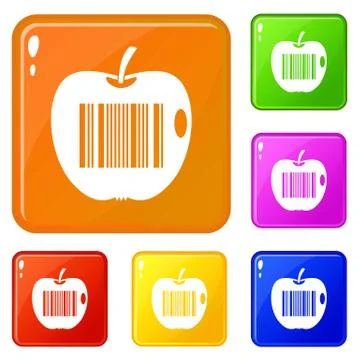 Code to represent product identification icons set vector color Stock Illustration
