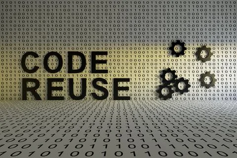 CODE REUSE concept text sunlight 3D illustration Illustrazione stock