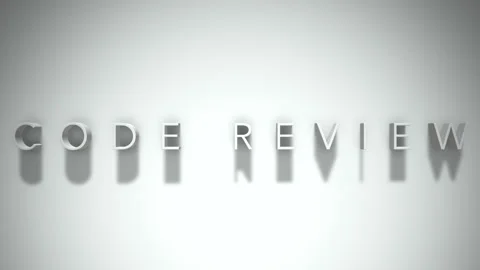 Code Review 3D title animation with shadows on a white background Stock Footage 296523899
