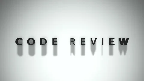 Code Review 3D title animation matte black text on a white background Video stock 300716179