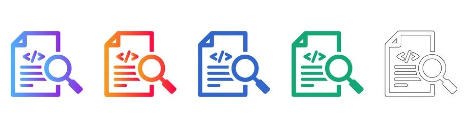 Code Review and Software Development Analysis Icons 스톡 일러스트