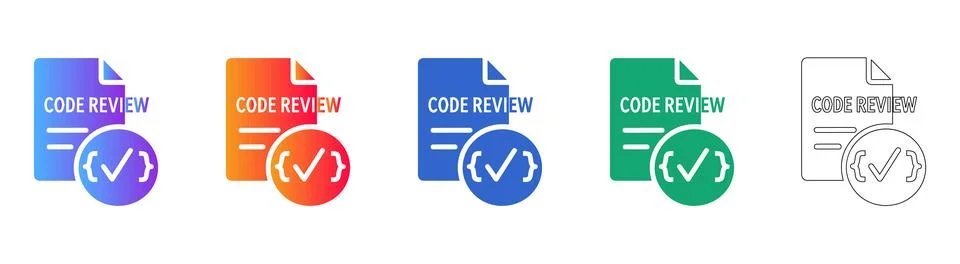 Code Review Approval Icon Set Illustrazione stock