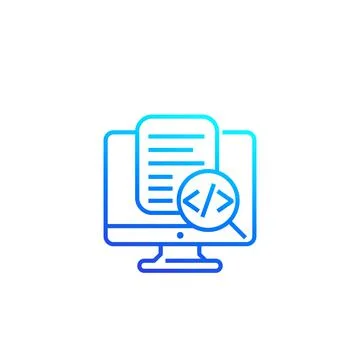 Code review icon, linear vector Stock Illustration