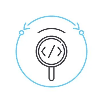 Code review line icon, outline symbol, vector illustration, concept sign Stock-Illustration