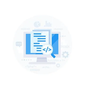 Code review or software development, vector Stock Illustration
