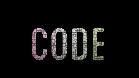 Code Review Pixelated Text Warping Looping Squares With Glitch Effect Video stock 113882591
