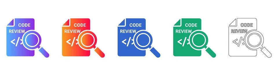Code Review Search Icon Set Stock-Illustration