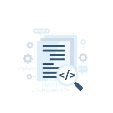 Code review, software and apps development vector illustration Stock Illustration