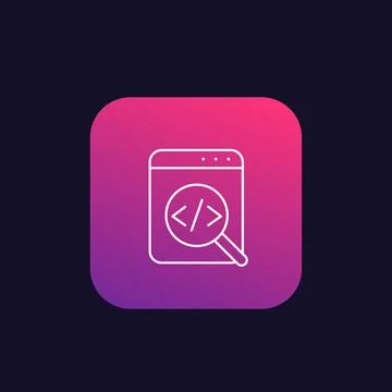 Code review, software development linear icon Stockillustratie