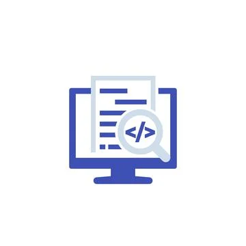Code review, software development vector icon Stock Illustration