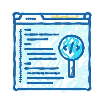 Code review software icon doodle illustration Stock Illustration