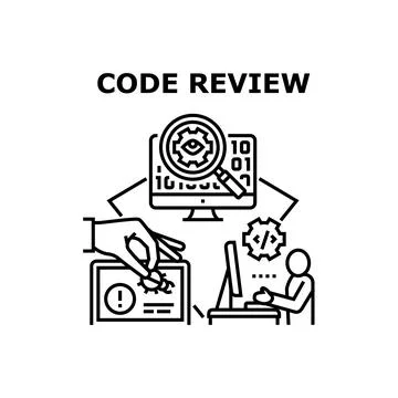 Code Review Vector Concept Black Illustration Stock Illustration