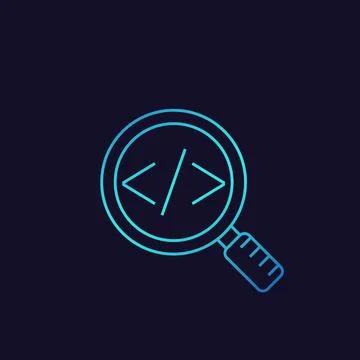 Code review vector linear icon Stock Illustration