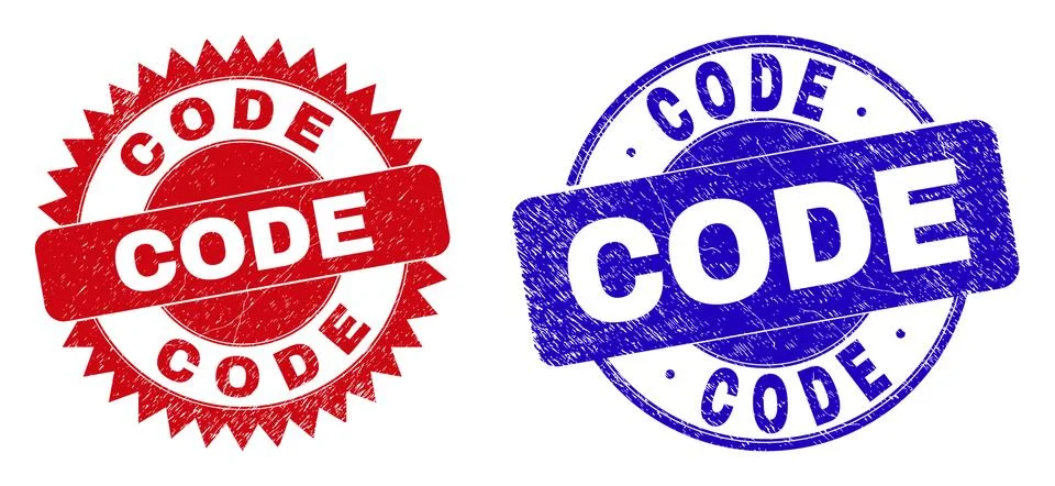 CODE Rounded and Rosette Watermarks with Distress Texture Illustrazione stock