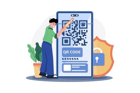 Code Scanner Illustration concept. A flat illustration isolated on white ba.. 库存插图