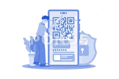 Code Scanner Illustration concept. A flat illustration isolated on white ba.. Stockillustratie