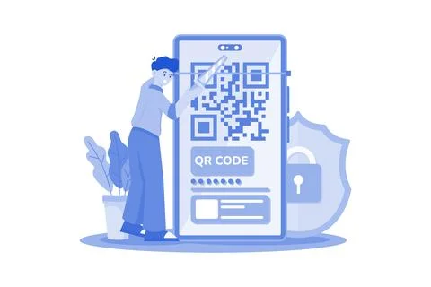 Code Scanner Illustration concept. A flat illustration isolated on white ba.. Illustrazione stock