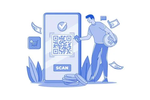 Code Scanner Illustration concept. A flat illustration isolated on white ba.. イラスト素材