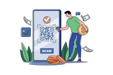 Code Scanner Illustration concept on white background Illustrazione stock