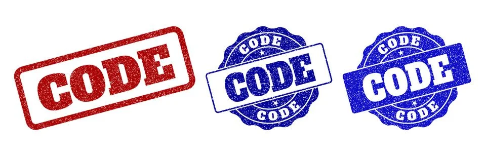 CODE Scratched Stamp Seals 스톡 일러스트